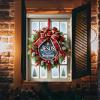BlissYard Christmas Window Decorations 32x47 Inch Christmas Window Cover Inspirational Plaid Bow Pinecones Berries Snow Frost Trees Windows Silhouette for Indoor Outdoor Holiday Party Decor view 2