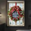 BlissYard Christmas Window Decorations 32x47 Inch Christmas Window Cover Inspirational Plaid Bow Pinecones Berries Snow Frost Trees Windows Silhouette for Indoor Outdoor Holiday Party Decor view 4