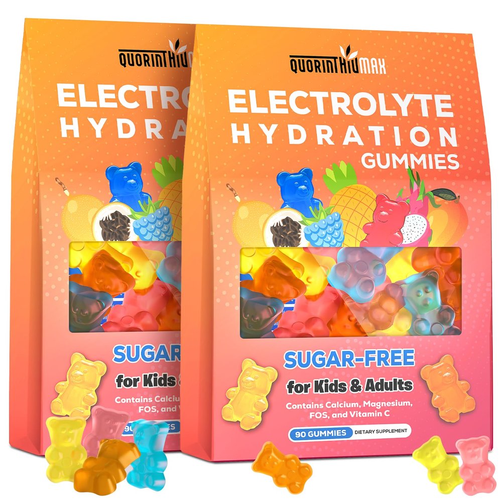 Electrolyte Gummies Sugar Free | Electrolyte Hydration Energy Gummies for Running & Sports - Energy Chews with Calcium & Vitamin C for Kids & Adults, Multiple Mixed Flavors, Gluten-Free, 180 Count