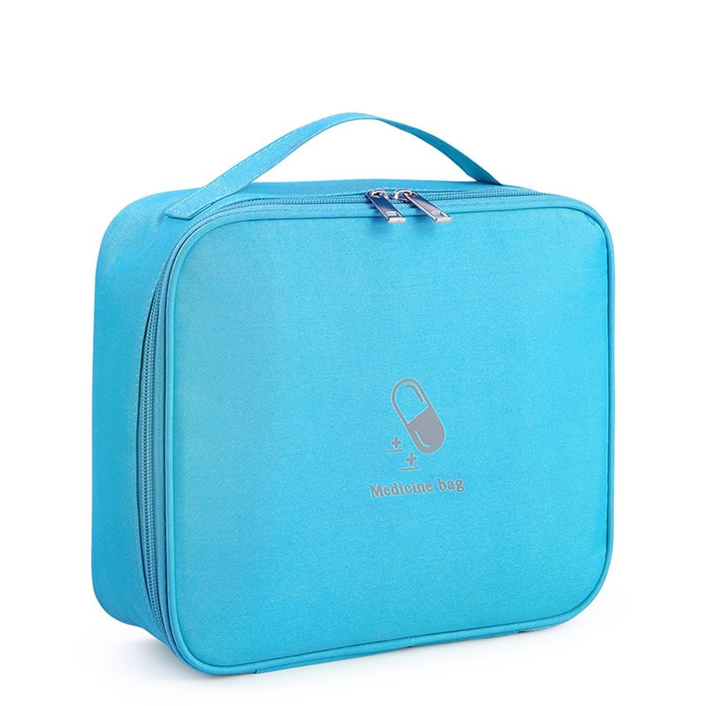 Household Emergency Supplies Reserve Health Emergency Kit,Portable First Aid Medicine Kit,Travel Portable Large-capacity Medicine Storage Box,Suitable For Home,Car(Blue,9.8x8.7x3.5in)