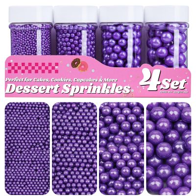 Purple Pearl Sprinkles for Cake Decorating, 11.3oz Edible Pearls Sprinkles