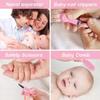 Baby Grooming Kit, Infant Safety Care Set with Hair Brush Nail Clipper Nose Cleaner Finger Toothbrush Scissor Nasal Aspirator Newborn Care for Boys Girls (Pink) view 2