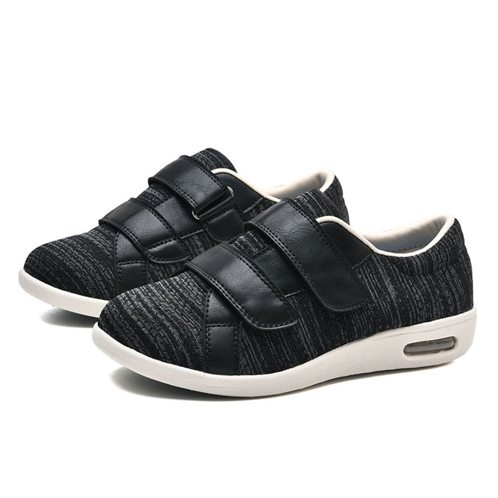Women's Diabetic Shoes Flex Groove Base, Airflow Mesh Sections, Wide Fit Option(Black,8.5)