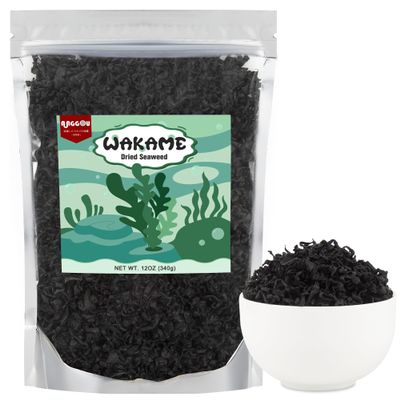 Premium Dried Wakame Seaweed 12oz, 100% Natural Sea Vegetable for Miso Soup, Seaweed Salad, and Ramen, Hand-Harvested, Sun-Dried, Gluten-Free, Non-GMO, Vegan-Friendly Japanese Seaweed for Cooking