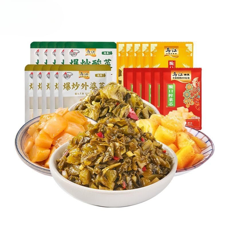 Sichuan Pickled Cabbage,Pickled Vegetables,Healthy Vegetables,Crispy Dried Radish,Pickled Mustard Greens,Instant Meals,Side Dishes,Delicious Chinese Snack Gifts (4 Flavor Combination,20bags)