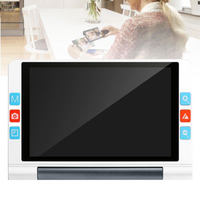 Portable Digital Magnifier Electronic Reading Magnifier, 8.0 Inch Handheld Digital Magnifier, Max 20X Zoom and TV Output, 5 Levels Brightness & 26 Color Modes for Low Vision Seniors,Black (White)