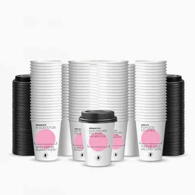 200-Pack Personalized Scripture Coffee Cups 12oz Double-Walled Insulated Disposable Cups with Bible Verses & Custom Name Space Faith-Based Cups for Church, Ministry & Events