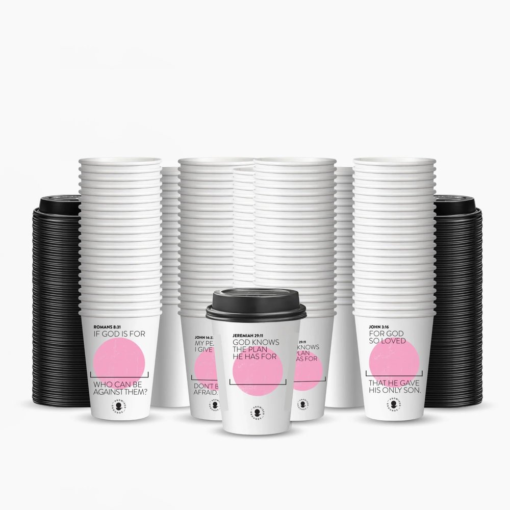 200-Pack Personalized Scripture Coffee Cups 12oz Double-Walled Insulated Disposable Cups with Bible Verses & Custom Name Space Faith-Based Cups for Church, Ministry & Events