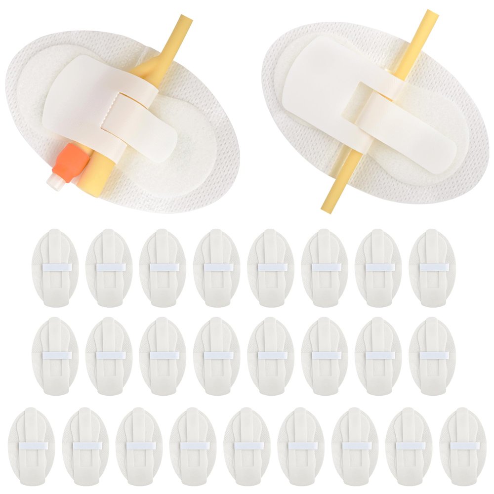 25Pcs Foley Catheter Stabilization Device, Urinary Leg Bag Catheter Tube Holder, Catheter Supplies for Single/Double/Feeding Tube, Adhesive Catheter Urinary Leg Bags HolderWhite