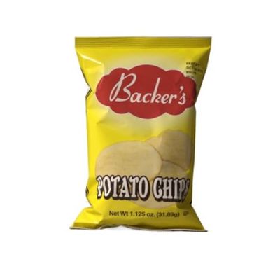 Backer's Regular Potato Chips, 1.125 oz, Pack of 32