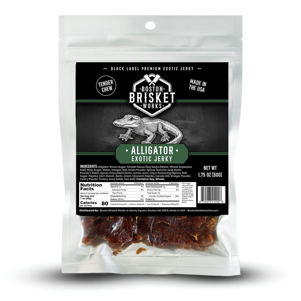 ALLIGATOR JERKY - 100% Gator Meat - Weird Food & Exotic Snack - Funny Birthday Present for Him, Dad - Bizarre Edible Gift