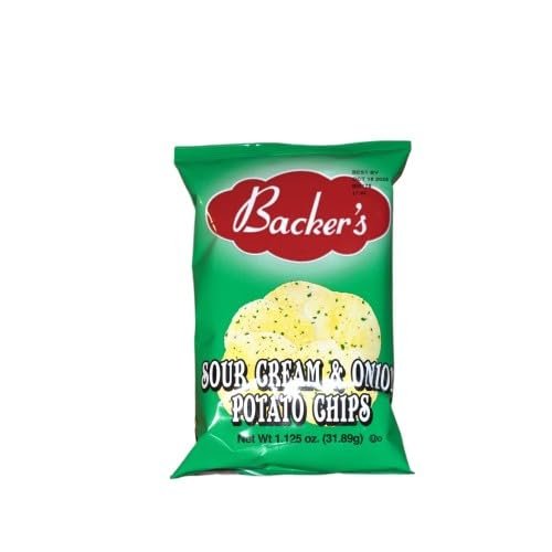 Backer's Sour Cream & Onion Potato Chips, 1.125oz, Pack of 32