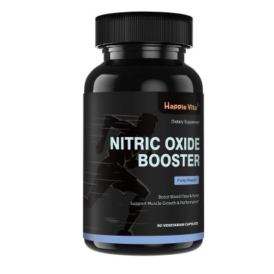 HappieVita Nitric Oxide Booster Supplement with L Arginine and L Citrulline Essential Amino Acids and Beet Root Extract, CoQ10, Energy, Heart Health, Muscle Growth & Circulation Support, 90 Capsules
