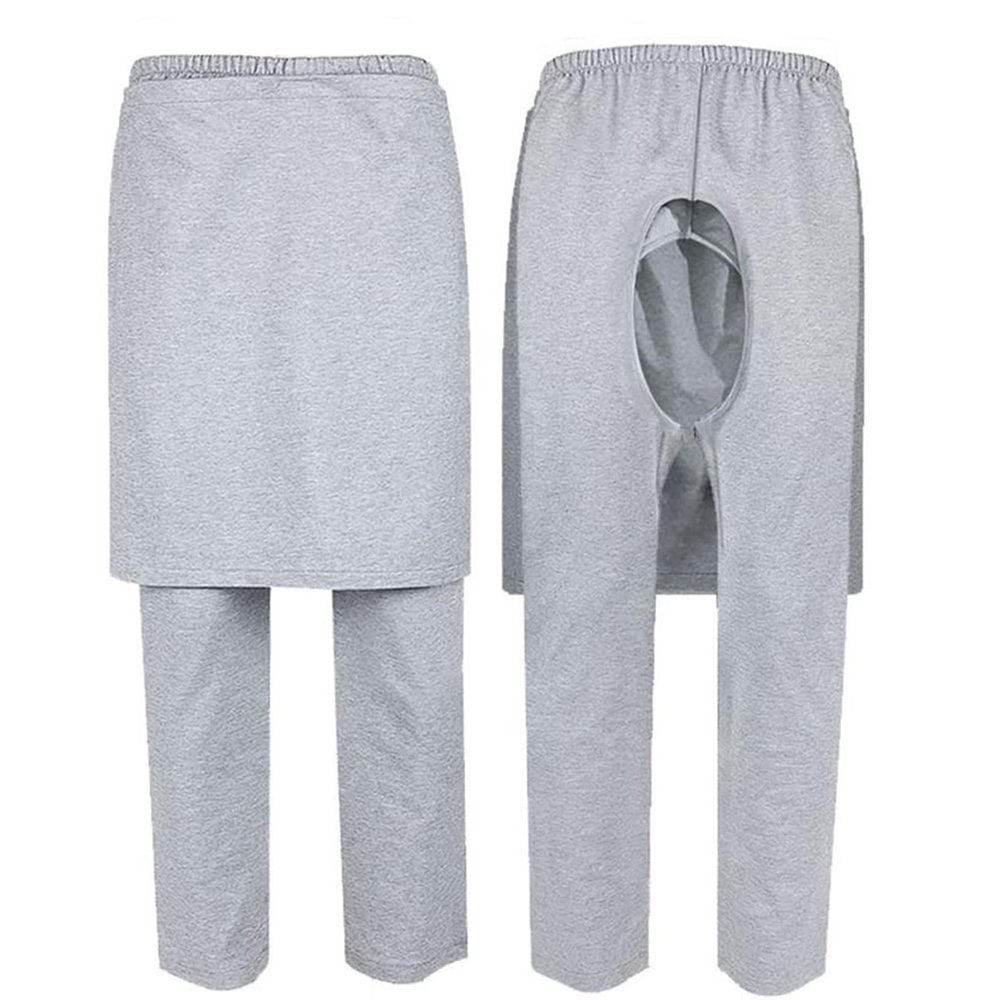 HDXWIFD Tearaway Post-Surgery Recovery Pajamas Pants, Bedridden Patients Incontinence Aids for Women and Men, Clothing with Zippers, Hospital Gowns Nursing Aid