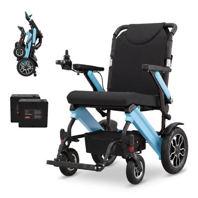 Zygenair Electric Wheelchair with Dual Lithium Batteries, 30 Miles Long Range Electric Wheelchairs for Adults, Foldable Power Motorized Wheelchair with 500W Motors, Support 350Lbs, Blue