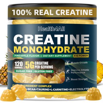 Health4All Creatine Monohydrate Gummies 5g for Men & Women, Creatine Gummy for Strength Energy & Muscle Growth Support Pre-Workout Supplement - Pineapple 120 Gummy