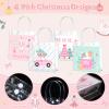 Zhanmai 24 Pcs Pink Christmas Gift Bags with Handles Clear Xmas Holiday Party Favor Bags Bulk 4 Styles Nutcracker Gingerbread for Holiday Presents Wrapping Treat Favors Supplies, 8 x 8 x 3.15 Inch view 3