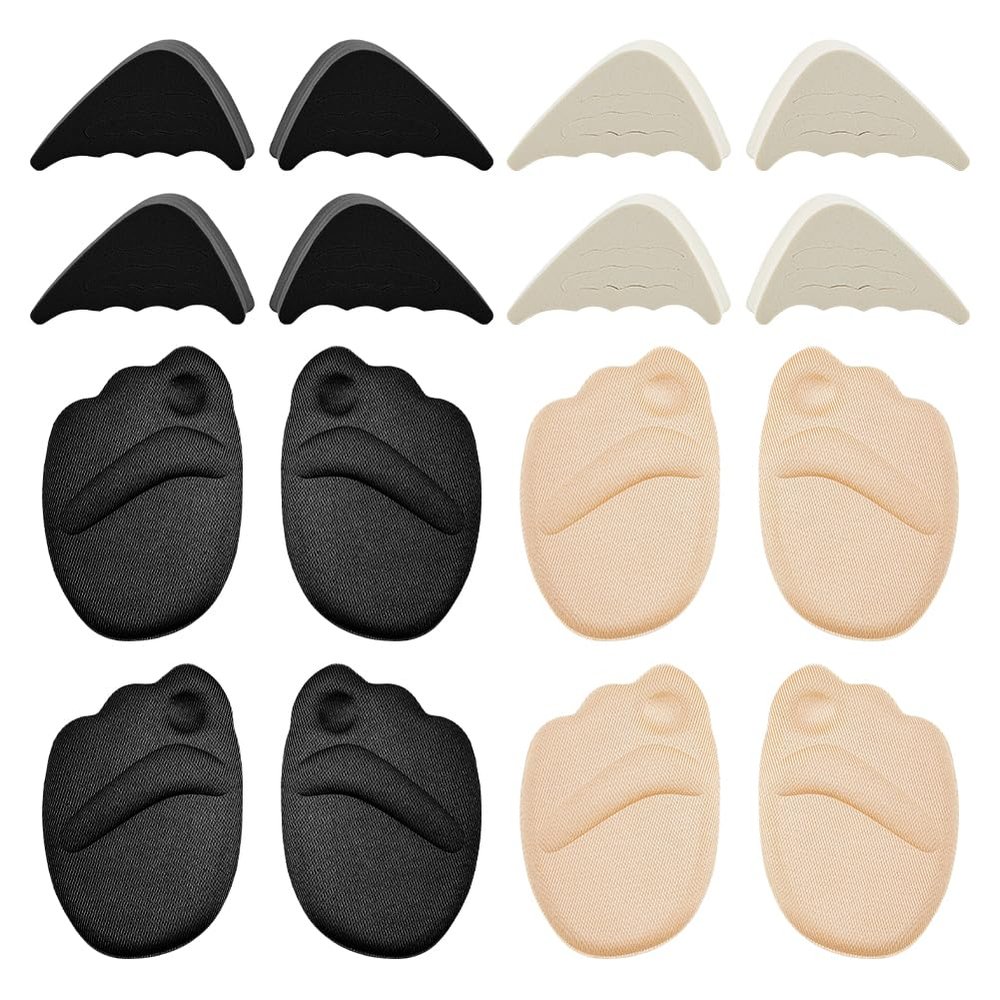 Hobbspring 16Pcs High Heel Cushion Pads 4 Styles Ball of Foot Cushions Shoe Filler for Too Big Shoes Too Big High-Heeled Size Fit for Women Filler for Loose Sneakers Slippers