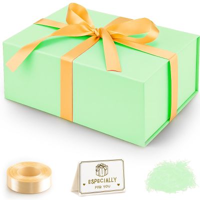 Gift Box, 9.05x6.7x2.7" Gift Boxes with Closure Lids for Presents Groomsman Proposal Box, Large Magnetic Gift Box for Wrapping Gifts, Christmas, Birthday Proposal Gift, Contains Card, Ribbon, Filler
