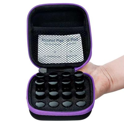 BCDHAMATE Peptide Vial Case for Fridge Storage - 16 Slot Organizer Holds 1-3ml Vials for Insulin, GLP-1, Peptides,Hard Shell Travel Case with Hand Strap (Purple Zipper)