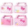 12Pcs Pink Cats Party Favor Box Pink Bow Paper Treat Boxes Cartoon Cat Them Party Decorations Bow Tie Flower Candy Gift Boxes with Handles for Birthday Bachelorette Baby Shower Decor Supplies view 1