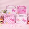 12Pcs Pink Cats Party Favor Box Pink Bow Paper Treat Boxes Cartoon Cat Them Party Decorations Bow Tie Flower Candy Gift Boxes with Handles for Birthday Bachelorette Baby Shower Decor Supplies view 4