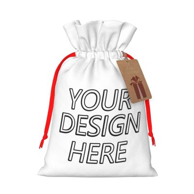 Custom Christmas Gift Bag Personalized Logo Image Drawstring Gift Packing Bags Double-Sided Customizable Gifts Packaging Bags