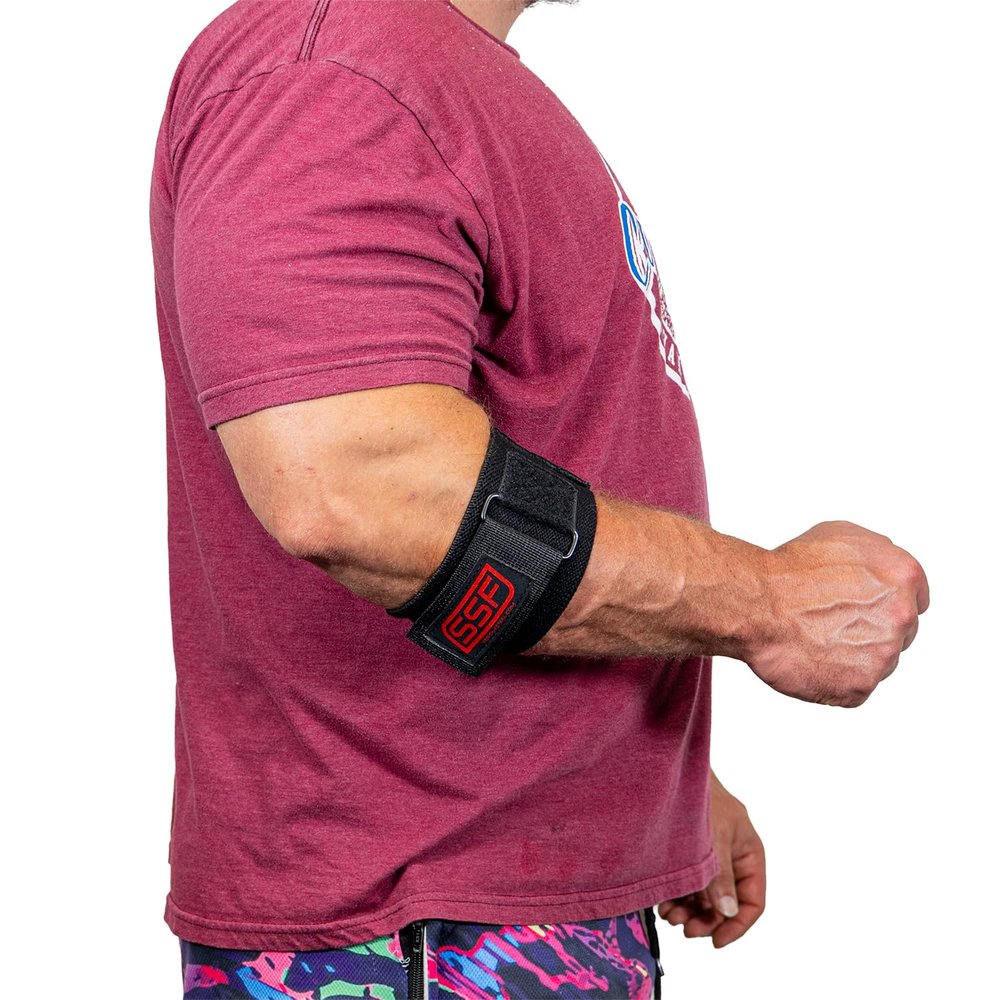 SERIOUS STEEL FITNESS Adjustable Compression Band for Elbow, Tendinitis, Golfers Elbow, Forearm, Knee Secure Hook Loop Strap (Small - 10"-12")