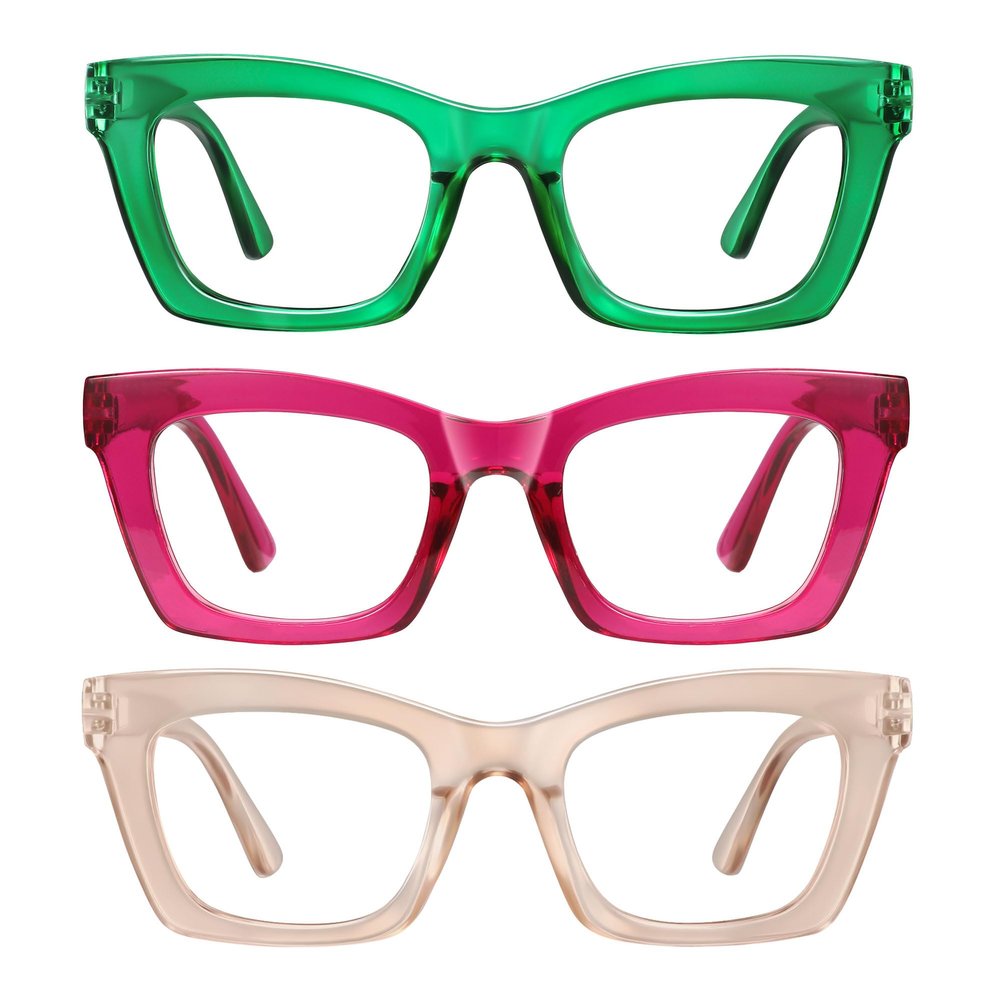 resjok 3Pack Reading Glasses for Women-Blue Light Blocking Readers with Spring Hinge Square Fashion Computer Eyeglasses(Mix4, 0.5x)