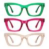 resjok 3Pack Reading Glasses for Women-Blue Light Blocking Readers with Spring Hinge Square Fashion Computer Eyeglasses(Mix4, 0.5x) view 1