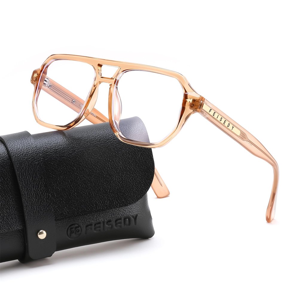 FEISEDY Aviator Blue Light Glasses for Men Women, Retro 70s Style Design TR90 Anti Glare Digital Eyestrain & Daily Wear B0284
