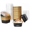 100 Disposable Foil Cups With Lids, Square Ramekins, Baking Muffin Containers, Perfect For Dessert Serving At Parties And Picnics view 1