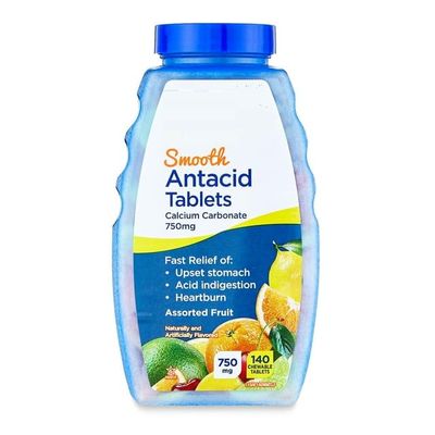 SEDLAV Extra Strength Smooth Antacid Assorted Fruit Chewable Tablets, 140 Count, Compare to Extra Strength Active Ingredient, Sticker,