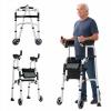 Folding Walker with Armrest Pad - Upright Walker for Seniors, Standing Mobility Aid for Indoor & Outdoor, 300lb Weight Capacity, Height Adjustable (Silver+Rest Bench) view 1