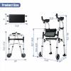 Folding Walker with Armrest Pad - Upright Walker for Seniors, Standing Mobility Aid for Indoor & Outdoor, 300lb Weight Capacity, Height Adjustable (Silver+Rest Bench) view 2