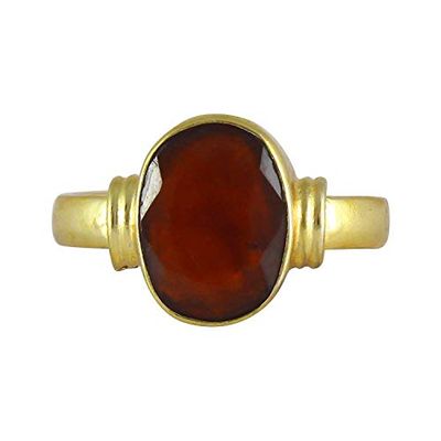 9.25 Ratti 8.60 Carat Lab Created Gomed Hessonite Ring Adjustable Ashtadhatu Angoothee-B07X8VVQMRNAMZ