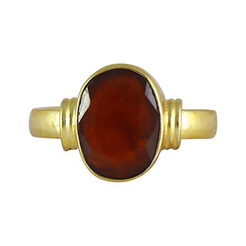 9.25 Ratti 8.60 Carat Lab Created Gomed Hessonite Ring Adjustable Ashtadhatu Angoothee-B07X8VVQMRNAMZ