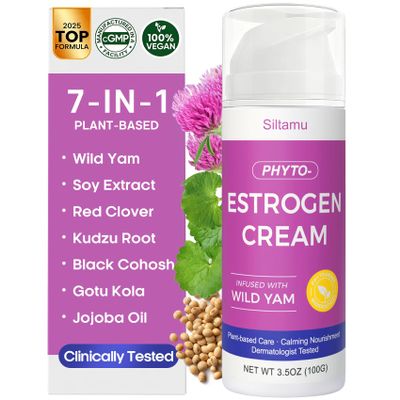 Siltamu Estrogen Cream for Women Menopause Support Phytoestrogen Moisturizer with Pueraria Mirifica, Soy Isoflavones & Shea Butter Hydrating & Firming Skin Care, Dry Skin Relief 3.5 oz