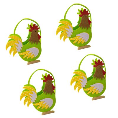 jiahesuw Pack of 4 Easter Chicken Hand Bags Comfortable Fabric and Candy Holders for Party Supplies with Delicate Designs