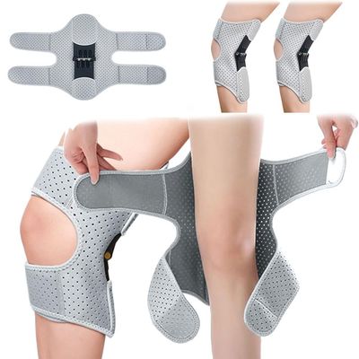 Adjustable Knee Booster Brace for Climbing, Running, Fitness Compression Knee Support for Men and Women, Breathable Spring Knee Sleeve for Outdoor Sports (grey)