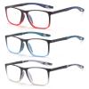BLOEXCLU 3 Pack Reading Glasses for Men Sports Style Blue Light Blocking Readers with Spring Hinge Women Eyeglasses (Red & Blue & Black, 2.25, x) view 1