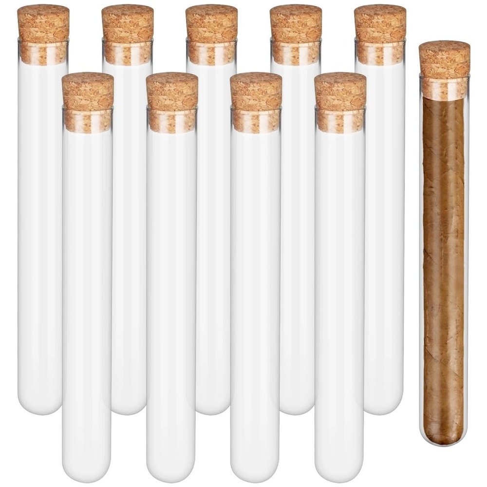 10 Pack 1.1Oz Glass Test Tubes With Cork Stoppers For Storing Liquids, Candies, Cigars, And Bath Salt, 0.79X5.91 Clear Vials