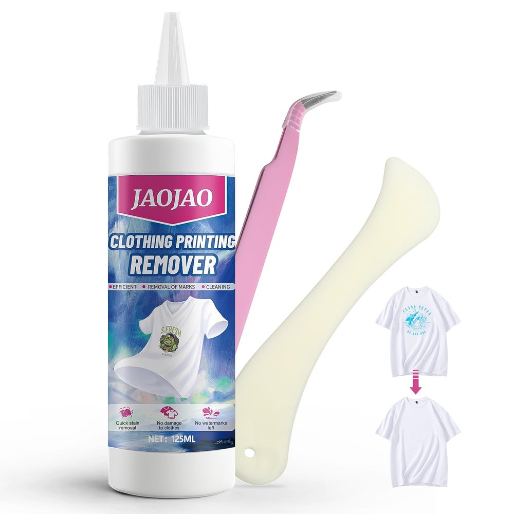 JAOJAO Vinyl Remover for Heat Transfer Vinyl - Heat Transfer Vinyl Remover 125ML - Quick Results No Fabric Damage - Suitable for T-Shirts Canvas Hats DIY Heat Transfer Cleaning