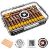 Acrylic Cigar Humidor Tupperdor- Airtight with Spanish Cedar Paper, Humidifier & Hygrometer, Portable Cigar Humidor Clear Cigars ContainerHold about 20-30 cigars (M) view 1