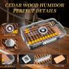 Acrylic Cigar Humidor Tupperdor- Airtight with Spanish Cedar Paper, Humidifier & Hygrometer, Portable Cigar Humidor Clear Cigars ContainerHold about 20-30 cigars (M) view 2