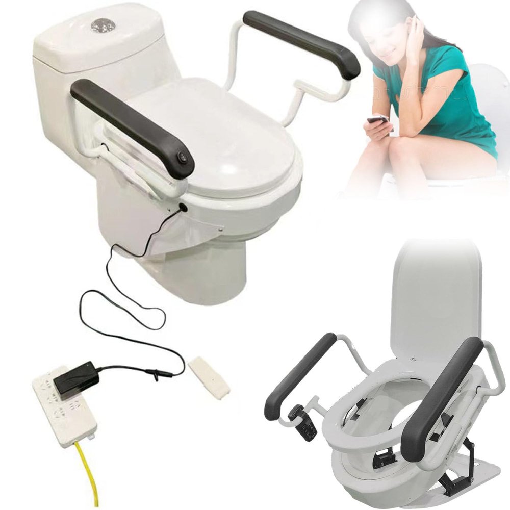 SICWEDIM Electric Toilet Seat Lift, Adjustable Toilet Seat Booster, with Lift Handle, Drying Function, Maximum Load 330lb, Plug in Elevated Toilet Assisted Standing with Remote Control