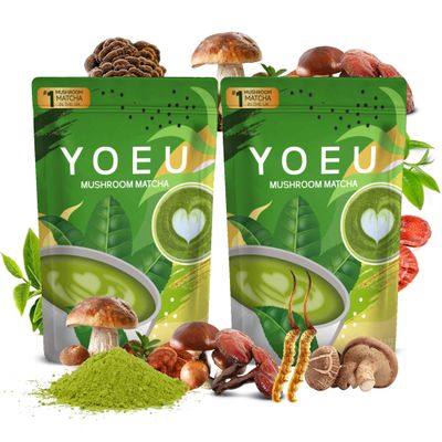 180g/2packOrganic Mushroom Matcha Latte Mix - Premium Japanese Matcha & 12 Superfoods for Brain Function, Digestion & Natural Energy, Instant Coffee, Latte Powder, Coffee Alternative