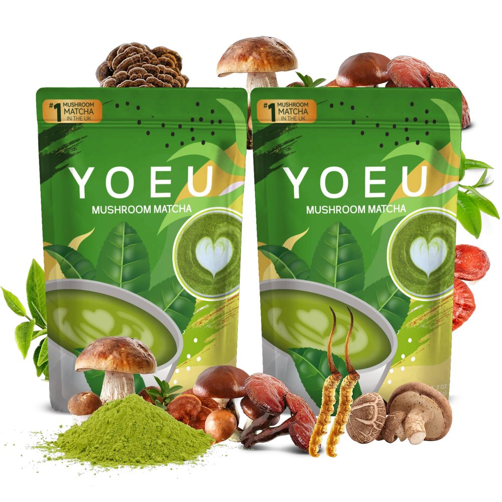 180g/2packOrganic Mushroom Matcha Latte Mix - Premium Japanese Matcha & 12 Superfoods for Brain Function, Digestion & Natural Energy, Instant Coffee, Latte Powder, Coffee Alternative