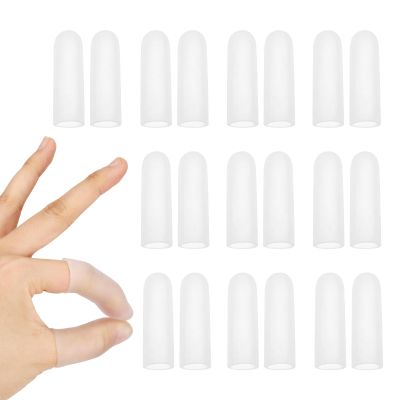 20 Pcs Gel Finger Cots, Hand Protectors, Silicone Digit Cot Pads for Hand Eczema, Finger Sleeves for Thumb, Providing Digit Protector Support, Relieve Digit Pain, Corns, Blisters and Calluses.