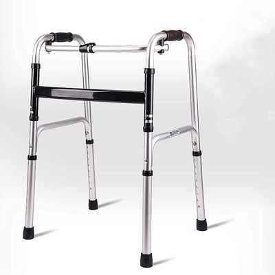 ZOCWJK Seniors and Adults Rolling Walker Lightweight Folding Walking Frame with 2 Wheel Seat and Bag Adjustable Height (Un Wheeled